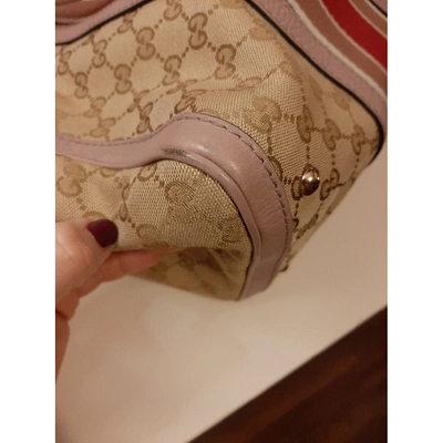 Pre-owned Gucci Boston Beige Cotton Handbag