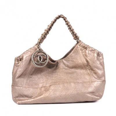 Pre-owned Chanel Coco Cabas Silver Leather Handbag