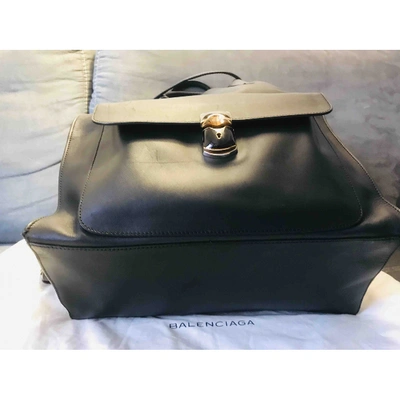 Pre-owned Balenciaga Padlock Leather Handbag In Black