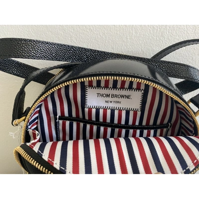 THOM BROWNE Pre-owned Leather Crossbody Bag In Black