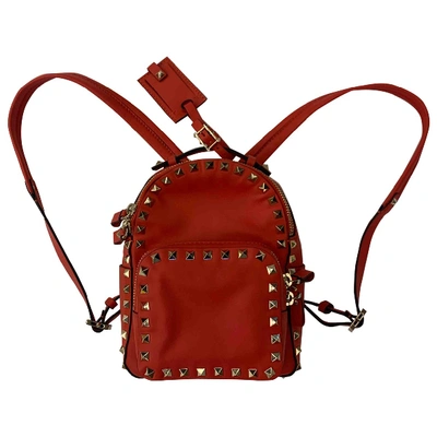 Pre-owned Valentino Garavani Rockstud Red Leather Backpack