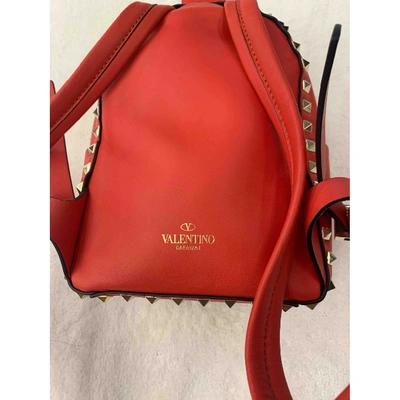 Pre-owned Valentino Garavani Rockstud Red Leather Backpack