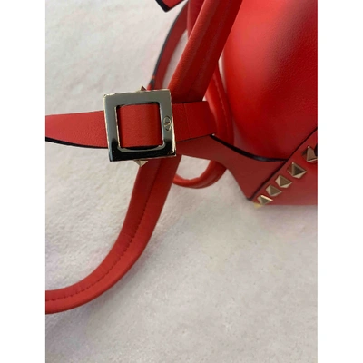 Pre-owned Valentino Garavani Rockstud Red Leather Backpack