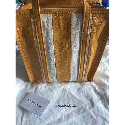 Pre-owned Balenciaga Bazar Bag Leather Tote In Yellow