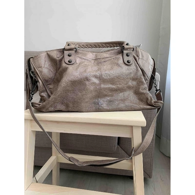Pre-owned Balenciaga Part Time Leather Handbag In Beige