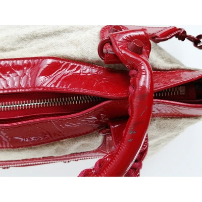 Pre-owned Balenciaga City Cloth Handbag In Beige