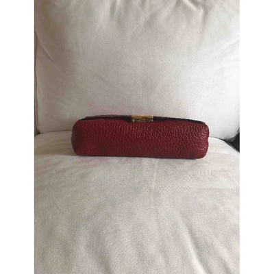 Pre-owned Burberry Leather Clutch Bag In Red