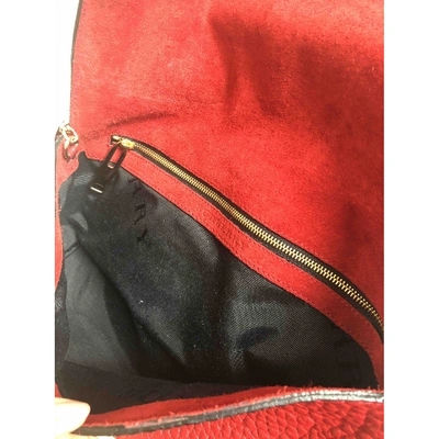 Pre-owned Burberry Leather Clutch Bag In Red
