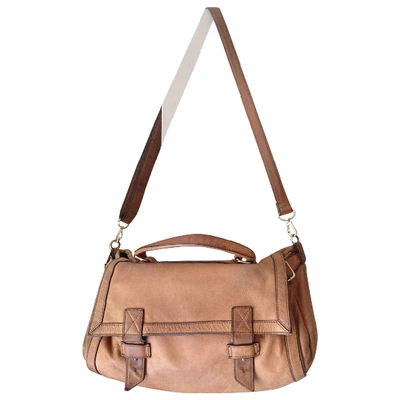 Pre-owned Maje Leather Crossbody Bag In Camel