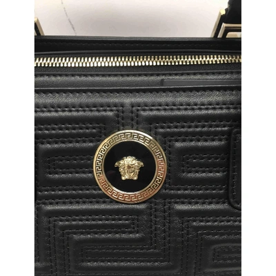 Pre-owned Versace Leather Handbag In Black