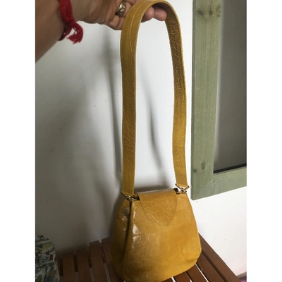 Pre-owned Versace Leather Handbag In Yellow