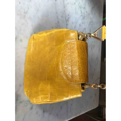 Pre-owned Versace Leather Handbag In Yellow