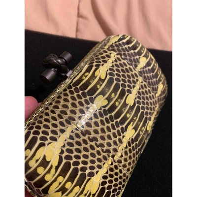 Pre-owned Bottega Veneta Pochette Knot Yellow Lizard Clutch Bag