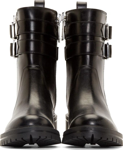 Shop Givenchy Black Leather Buckled Ankle Boots