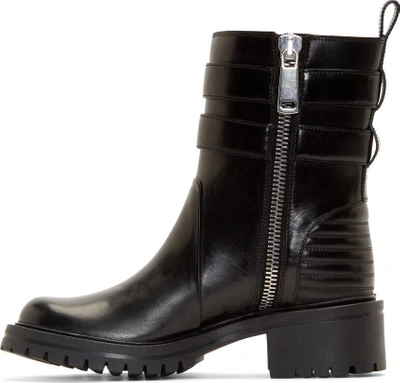 Shop Givenchy Black Leather Buckled Ankle Boots