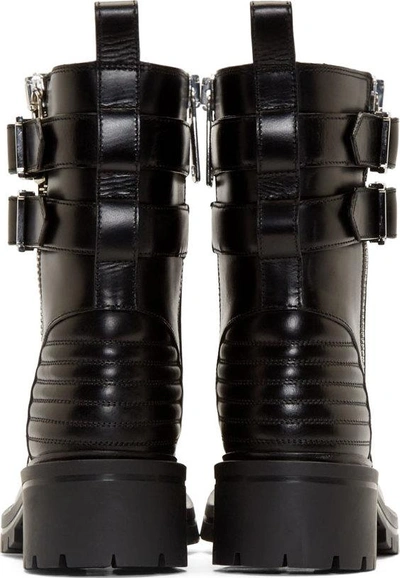 Shop Givenchy Black Leather Buckled Ankle Boots