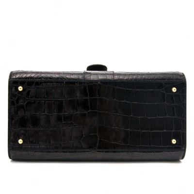 Pre-owned Delvaux Le Brillant Black Crocodile Handbag