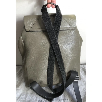 Pre-owned Brunello Cucinelli Khaki Leather Backpack