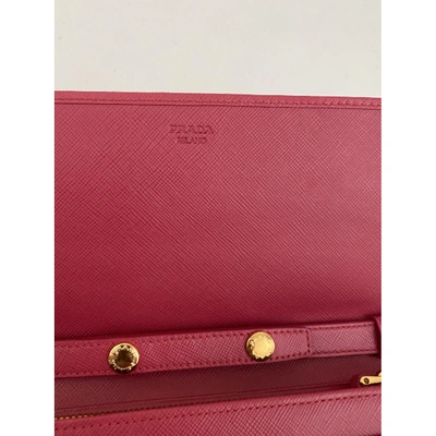 Pre-owned Prada Leather Clutch Bag In Pink