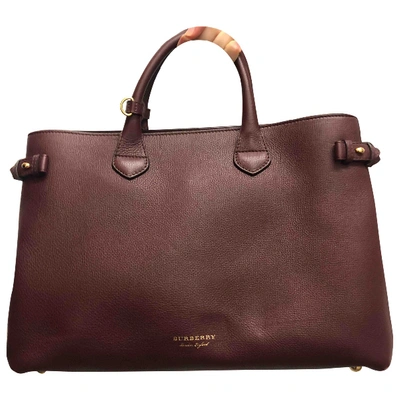 BURBERRY Pre-owned The Banner  Leather Handbag In Burgundy