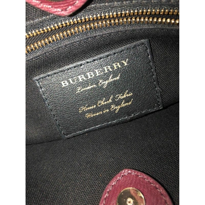 Pre-owned Burberry The Banner  Leather Handbag In Burgundy