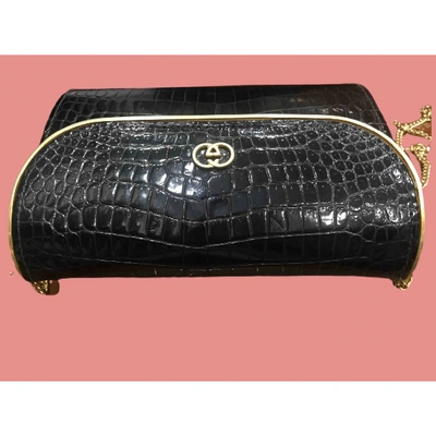 Pre-owned Gucci Black Crocodile Clutch Bag