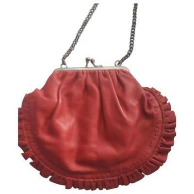 Pre-owned Hoss Intropia Leather Clutch Bag In Red