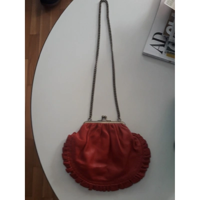 Pre-owned Hoss Intropia Leather Clutch Bag In Red