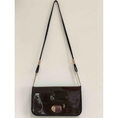 Pre-owned Tara Jarmon Patent Leather Clutch Bag In Brown