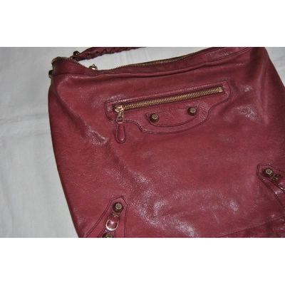 Pre-owned Balenciaga Day  Leather Handbag In Burgundy