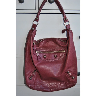 Pre-owned Balenciaga Day  Leather Handbag In Burgundy