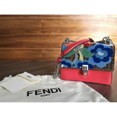Pre-owned Fendi Kan I Leather Crossbody Bag In Red