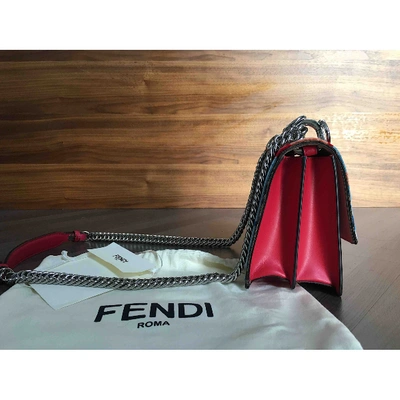 Pre-owned Fendi Kan I Leather Crossbody Bag In Red