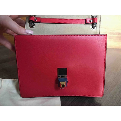 Pre-owned Fendi Kan I Leather Crossbody Bag In Red