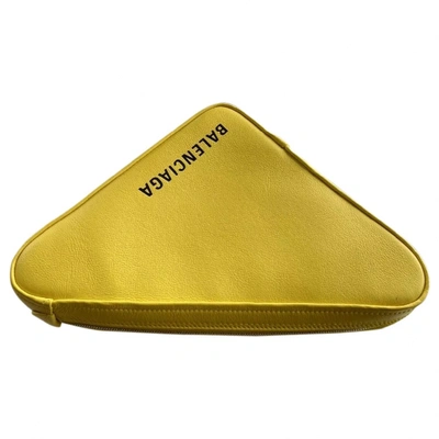 Pre-owned Balenciaga Triangle Yellow Leather Clutch Bag
