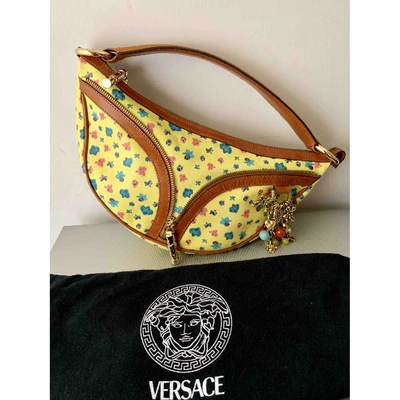 Pre-owned Versace Leather Clutch Bag In Yellow