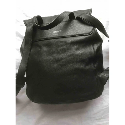 Pre-owned Loewe Black Leather Backpack