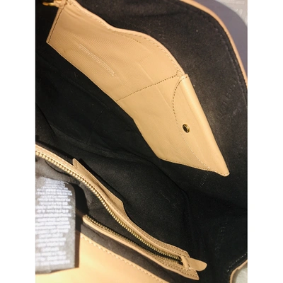Pre-owned Burberry Dk 88 Leather Handbag In Beige