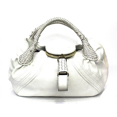 Pre-owned Fendi Spy Leather Handbag In White