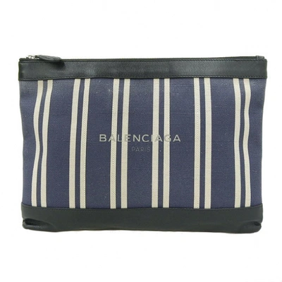 Pre-owned Balenciaga Navy Cabas Black Cloth Clutch Bag