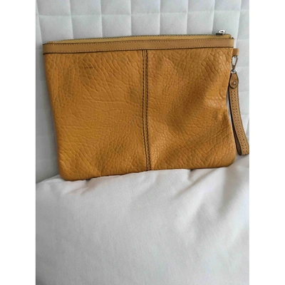 Pre-owned Pinko Yellow Leather Clutch Bag