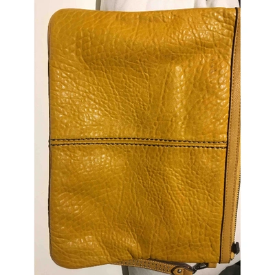 Pre-owned Pinko Yellow Leather Clutch Bag