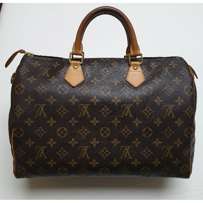 Pre-owned Louis Vuitton Speedy Brown Cloth Handbag