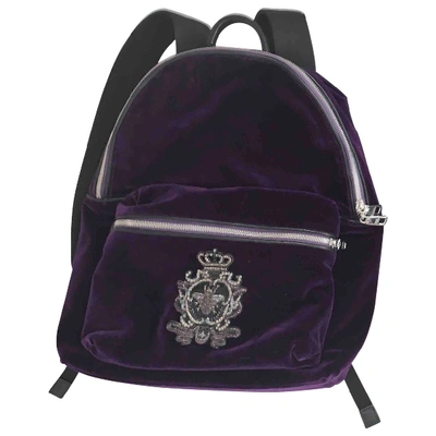 Pre-owned Dolce & Gabbana Velvet Backpack In Purple