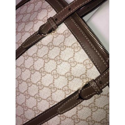 Pre-owned Gucci Cloth Travel Bag In Beige