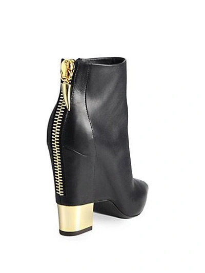 Shop Giuseppe Zanotti Leather Cutout Wedge Ankle Boots In Black