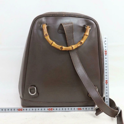 Pre-owned Gucci Bamboo Backpack In Brown