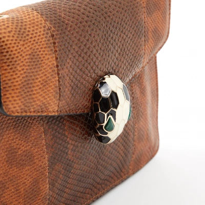 Pre-owned Bulgari Serpenti Brown Exotic Leathers Clutch Bag
