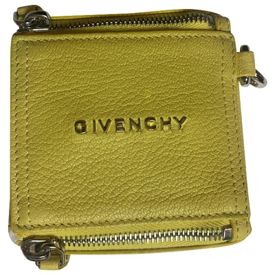 Pre-owned Givenchy Pandora Box Leather Clutch Bag In Yellow
