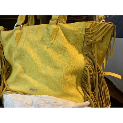 Pre-owned Pinko Leather Crossbody Bag In Yellow